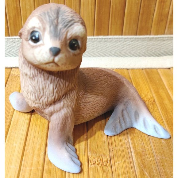 Vintage 1978 R.S.L. Baby Seal Ceramic Art Figurine Signed R.J. Brown Mexico - Picture 1 of 9